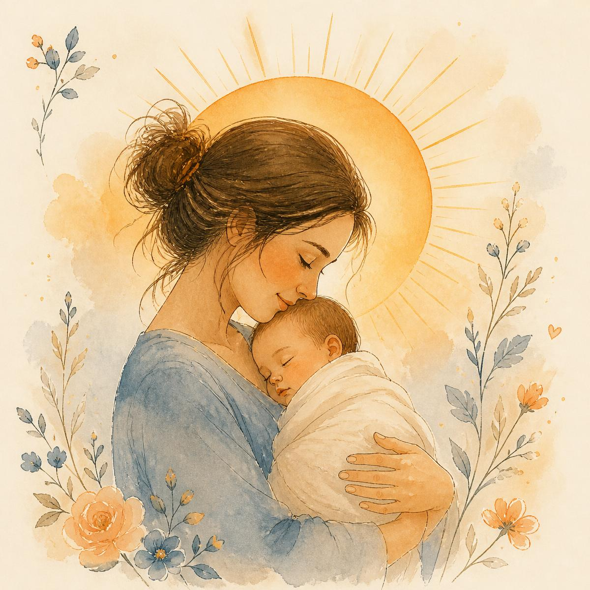 Mother holding her baby